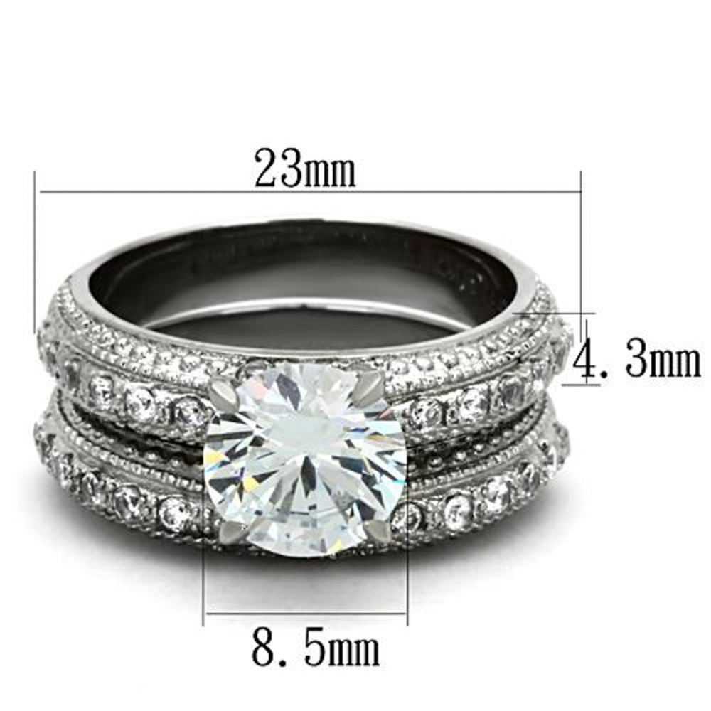 3.25 Ct Zirconia Stainless Steel Wedding Ring Set - Picture 3 of 6